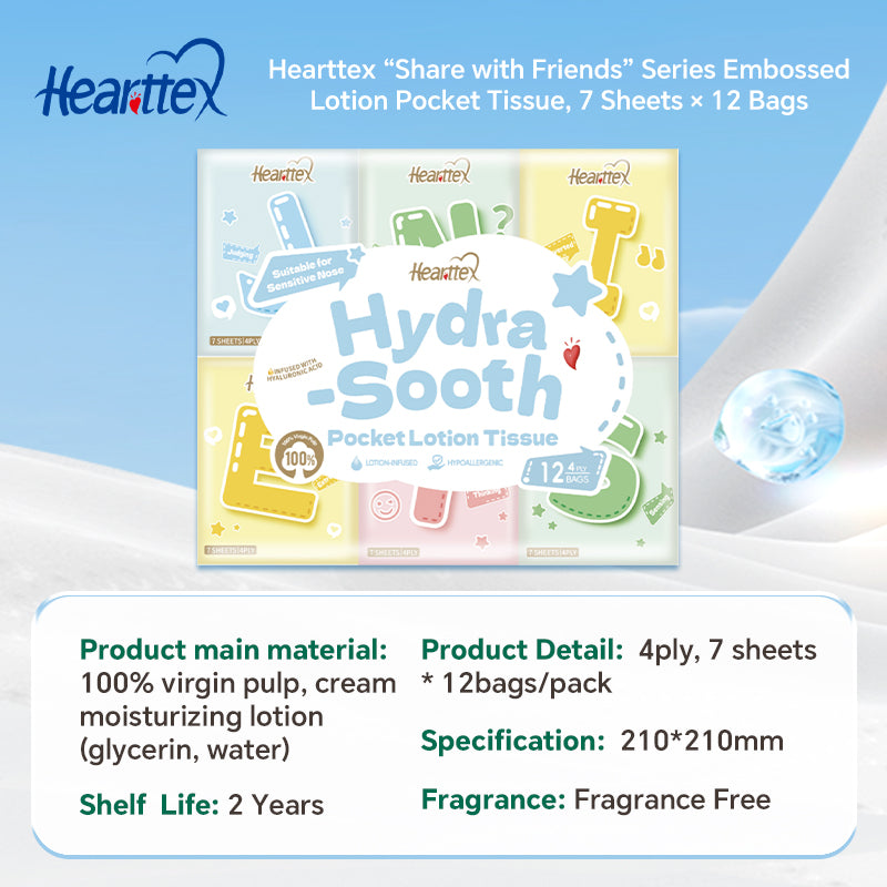 Hearttex “Share with Friends” Series Embossed Lotion Pocket Tissue