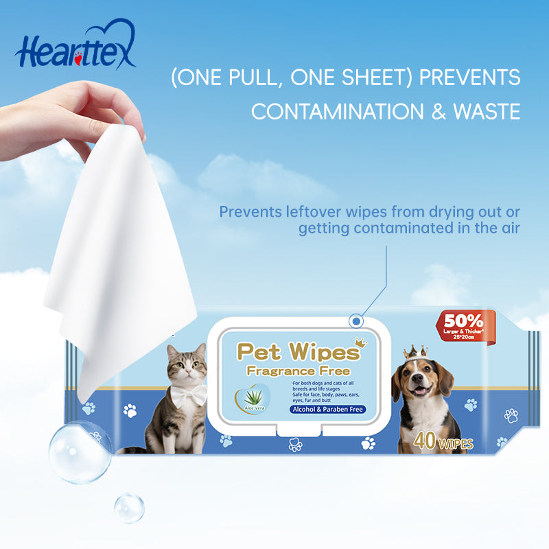 Hearttex Gentle Care Pet Wipes 40 wipes