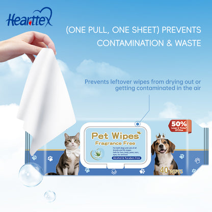 Hearttex Gentle Care Pet Wipes 40 wipes