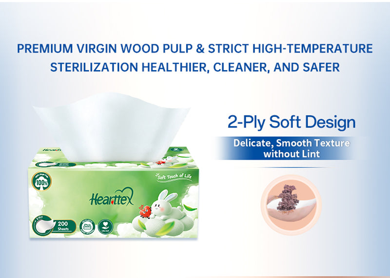 Hearttex Ultra Soft Facial Tissue 2 ply 200 sheets/box